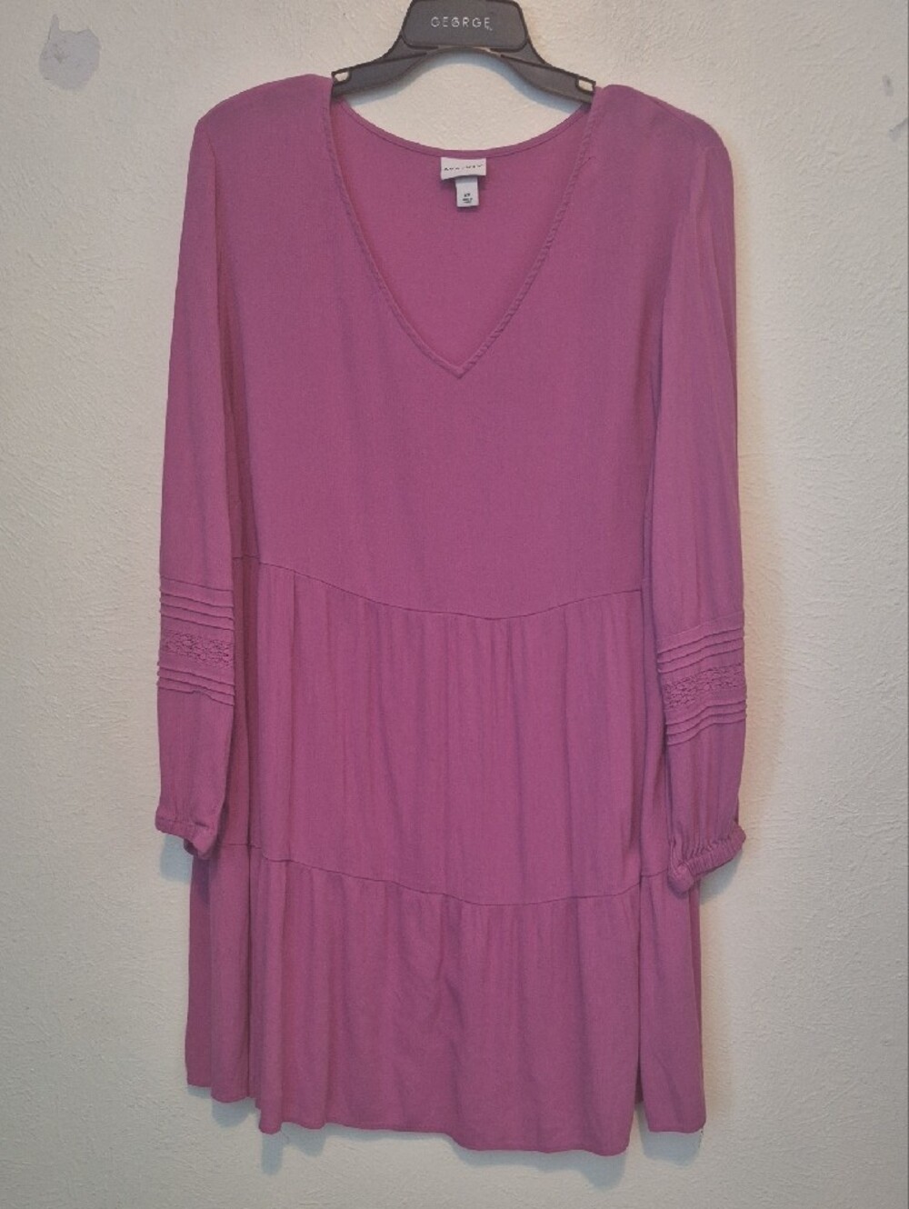 Ava & Viv Dusty Rose V-Neck Tiered Midi Dress